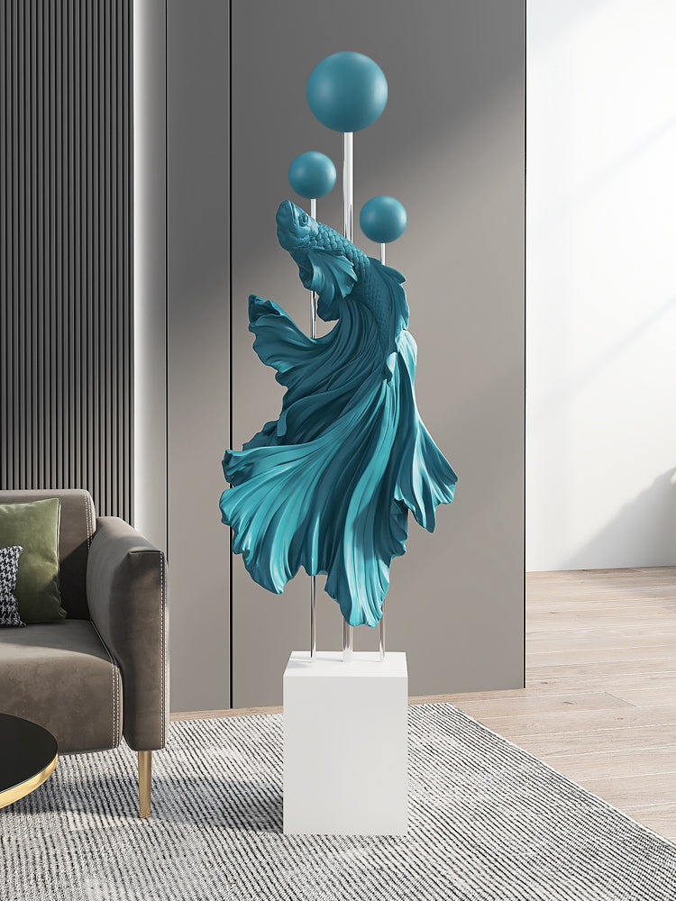 Floor Free Standing Large Ornament - Fighting Fish