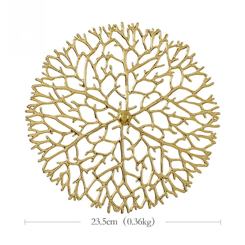 Metal Wall Art -  Background Wall Decoration Simulation Pond Goldfish Lotus Leaf Coral Golden Decoration