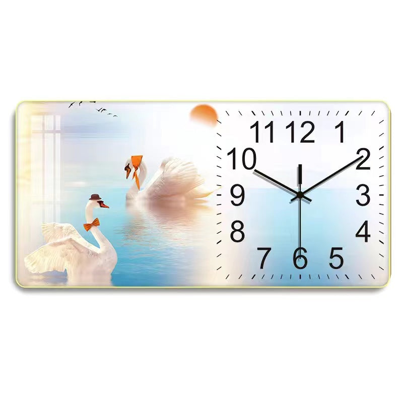 FINAL Rectangular Landscape Crystal Porcelain Clock Wall Hanging