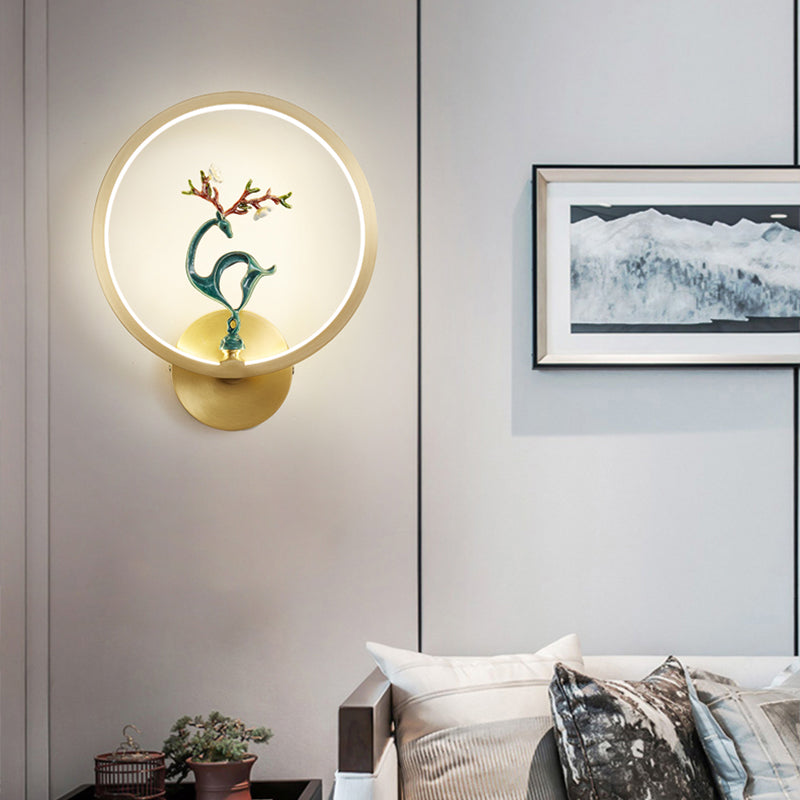 FINAL LED Chines Copper and Jade  Wall Lamp