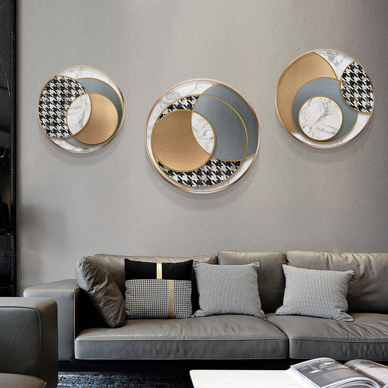 FINAL Different Size 3PC Circle Canvas / Crystal Porcelain / LED Wall Art Lamp Abstract Wall Hanging