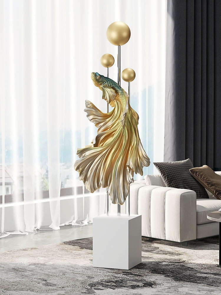 Floor Free Standing Large Ornament - Fighting Fish