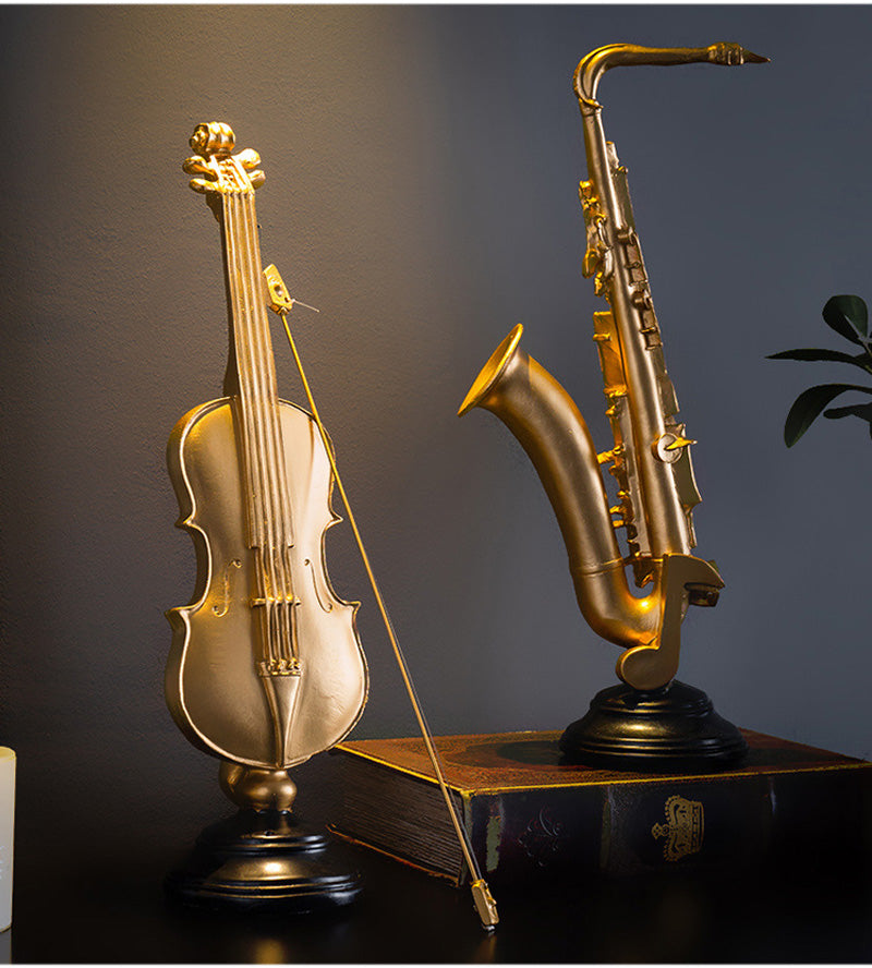 FINAL Music Band Gold Violin Artware Sculpture