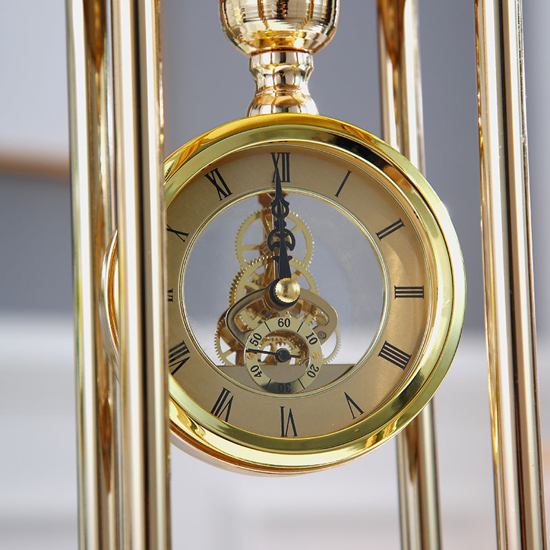 Candle Holders - Metal Candlestick Gold Columns and table Clock