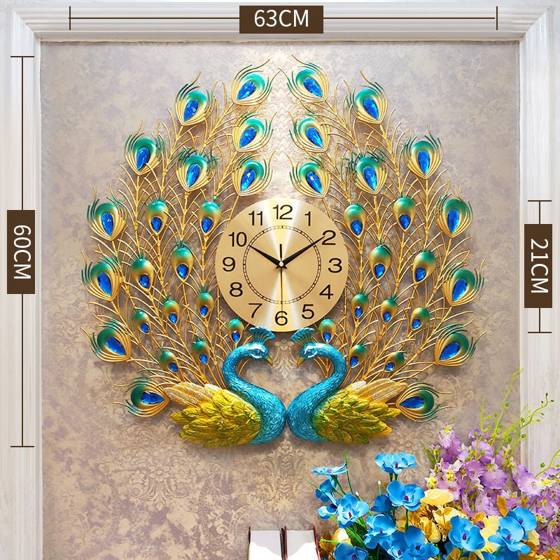 Peacock Clock - Wall clock living room household fashion Art