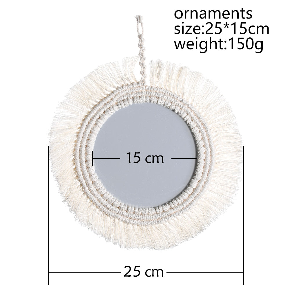 Handloom Wall Decor -  Mirror Boho Woven Mirror Tapestry