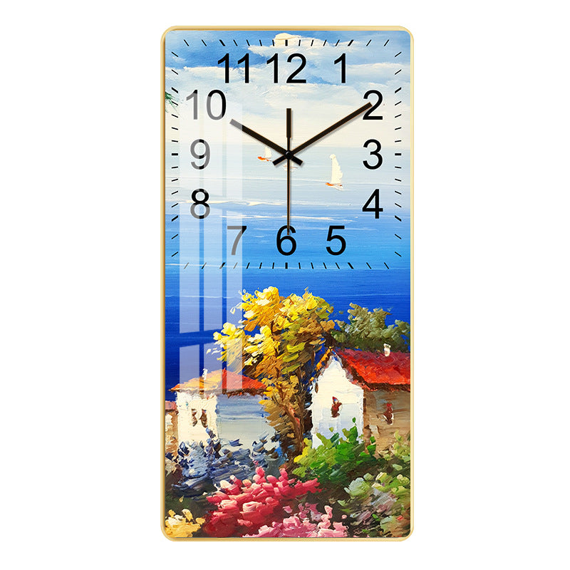 Rectangular Vertical Crystal Porcelain Clock Wall Hanging