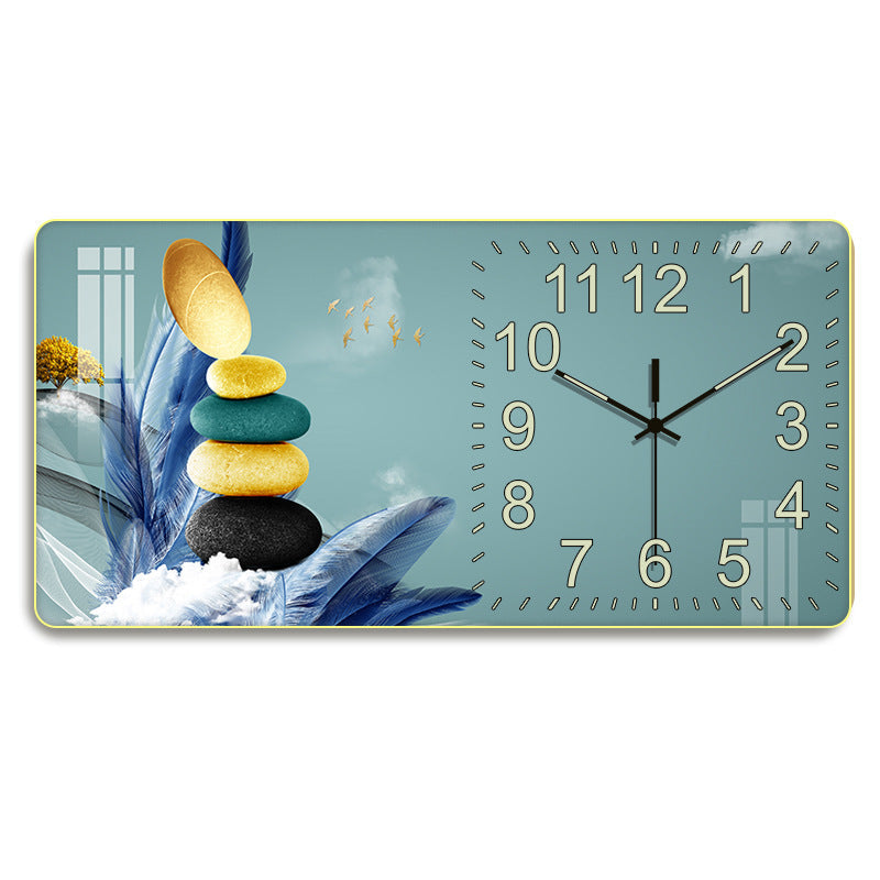 FINAL Rectangular Landscape Crystal Porcelain Clock Wall Hanging