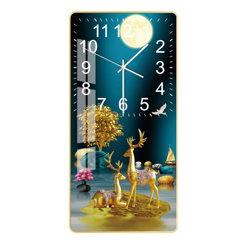 Rectangular Vertical Crystal Porcelain Clock Wall Hanging