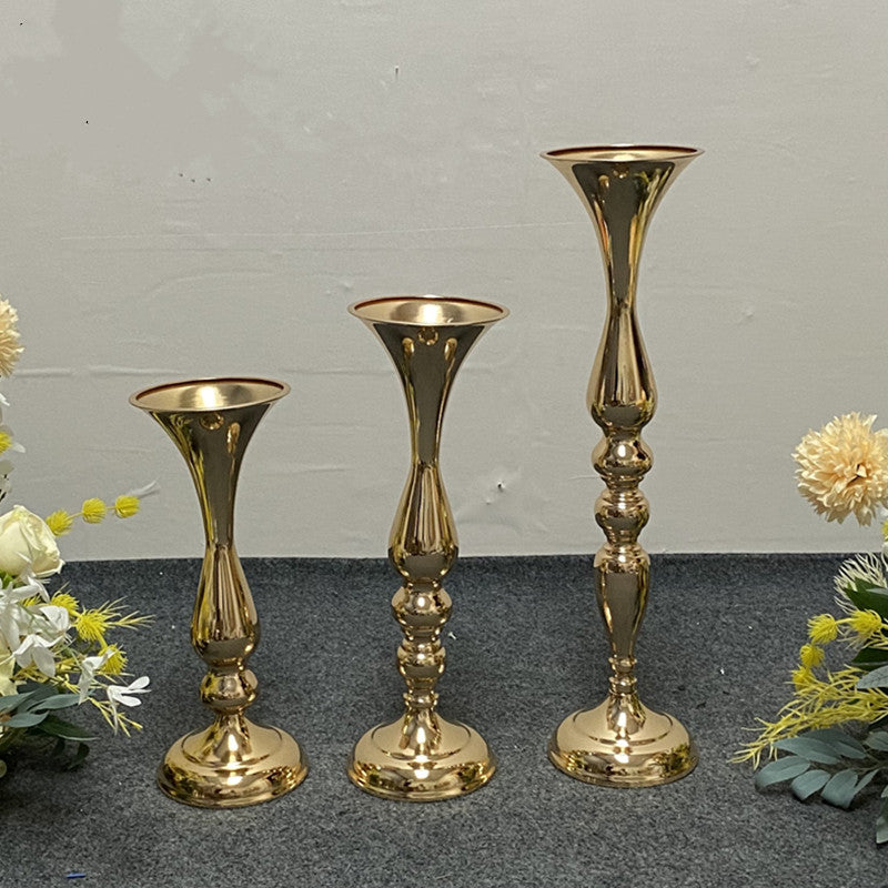 Candle Holders - Gold Candle Holders Flowers Vase Decoration