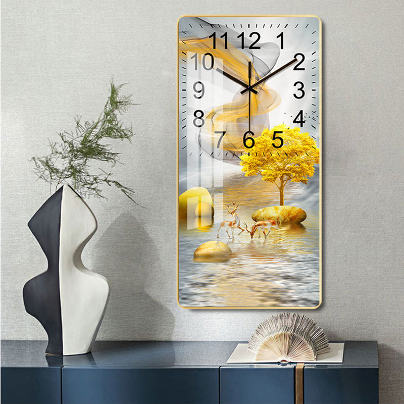 Rectangular Vertical Crystal Porcelain Clock Wall Hanging