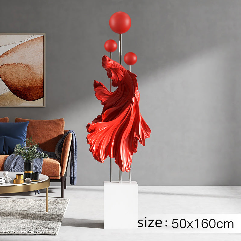 Floor Free Standing Large Ornament - Fighting Fish