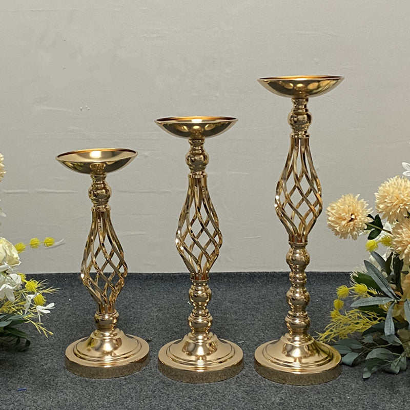 Candle Holders - Gold Candle Holders Flowers Vase Decoration