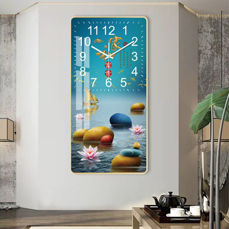 Rectangular Vertical Crystal Porcelain Clock Wall Hanging