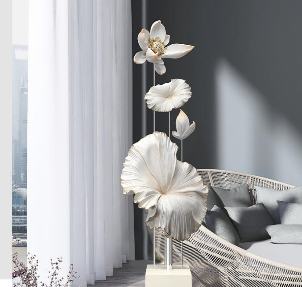 Floor  Free Standing Large Ornaments - Lotus Leaves and Flower